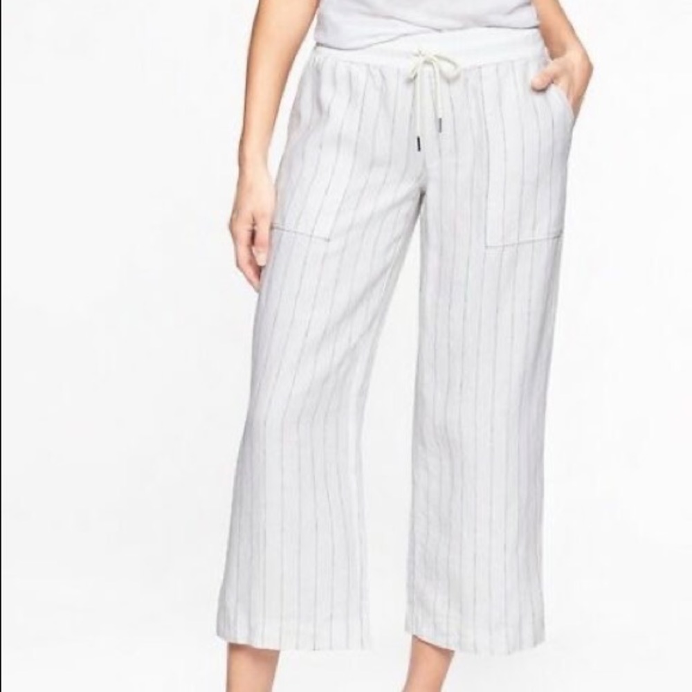 Athleta Striped Linen Bali Cropped Pants